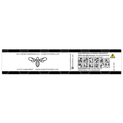 Moderner Marlo – Banderolenetikett 145x30mm für Stumpenkerzen Ø45mm