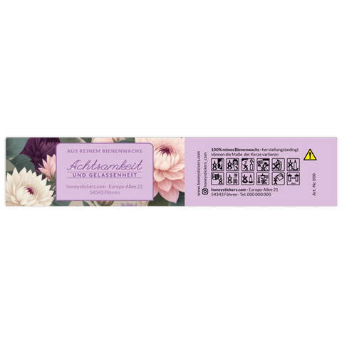 Gelassene Gerda – Banderolenetikett 145x30mm für Stumpenkerzen Ø45mm