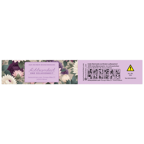 Gelassene Gerda – Banderolenetikett 205x35mm für Stumpenkerzen Ø60mm