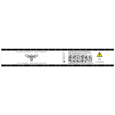 Moderner Marlo – Banderolenetikett 225x35mm für Stumpenkerzen Ø65mm
