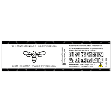 Moderner Marlo – Banderolenetikett 145x40mm für Stumpenkerzen Ø45mm