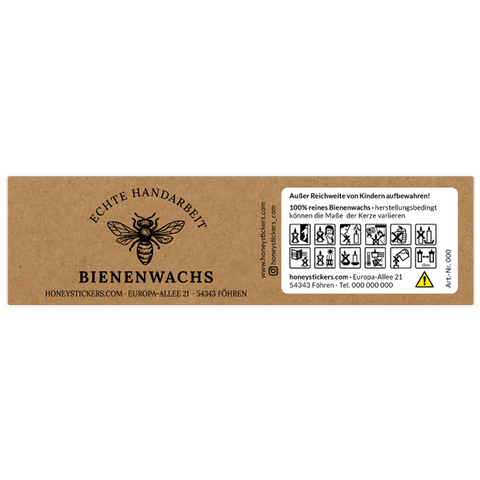 Natürliche Nadja – Banderolenetikett 145x40mm für Stumpenkerzen Ø45mm