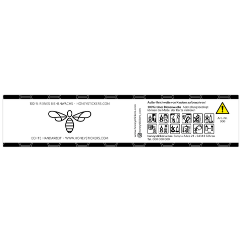 Moderner Marlo – Banderolenetikett 205x45mm für Stumpenkerzen Ø60mm