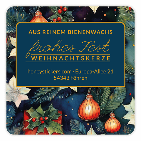 Leuchtende Leonie – Quadratischer Aufkleber 50x50mm für Kerzen im 375g-Glas