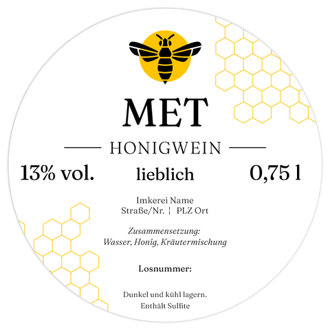 Charmanter Charly – Rundes Flaschenetikett mit Abrundung 90x90mm für 750ml Met