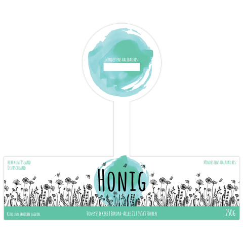 Blumige Birgit – Etikett mit Gewährverschluss 250g (Kunststoffdeckel)