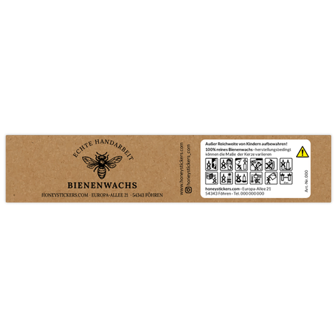 Natürliche Nadja – Banderolenetikett 145x30mm für Stumpenkerzen Ø45mm