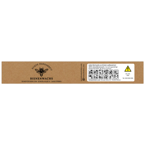 Natürliche Nadja – Banderolenetikett 225x35mm für Stumpenkerzen Ø65mm