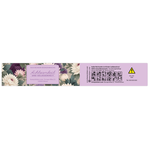 Gelassene Gerda – Banderolenetikett 225x35mm für Stumpenkerzen Ø65mm
