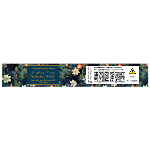 Leuchtende Leonie – Banderolenetikett 225x35mm für Stumpenkerzen Ø65mm