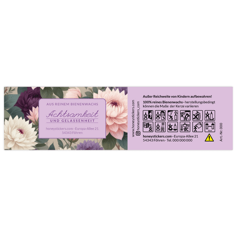 Gelassene Gerda – Banderolenetikett 145x40mm für Stumpenkerzen Ø45mm