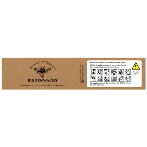 Natürliche Nadja – Banderolenetikett 205x45mm für Stumpenkerzen Ø60mm