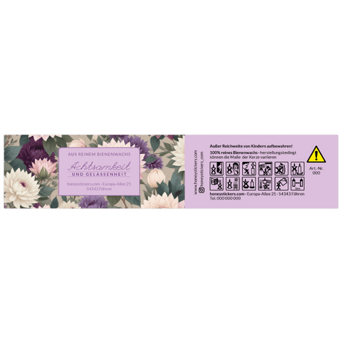 Gelassene Gerda – Banderolenetikett 205x45mm für Stumpenkerzen Ø60mm