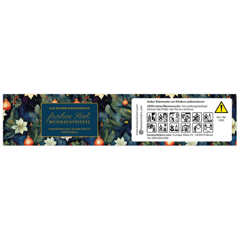 Leuchtende Leonie – Banderolenetikett 205x45mm für Stumpenkerzen Ø60mm