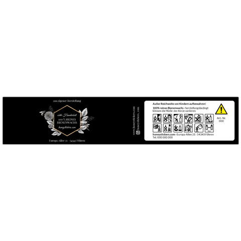Nobler Norbert – Banderolenetikett 225x45mm für Stumpenkerzen Ø65mm
