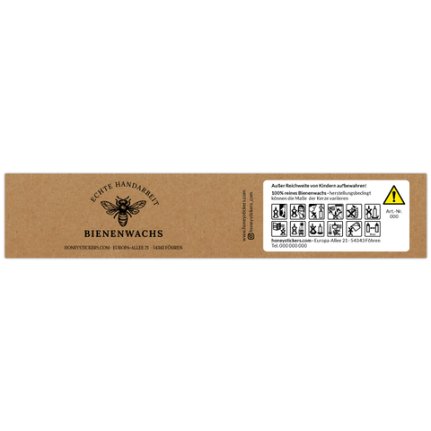 Natürliche Nadja – Banderolenetikett 225x45mm für Stumpenkerzen Ø65mm