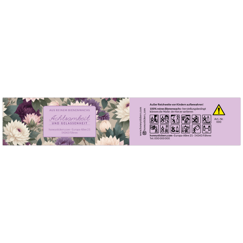 Gelassene Gerda – Banderolenetikett 225x45mm für Stumpenkerzen Ø65mm