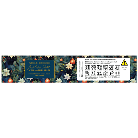 Leuchtende Leonie – Banderolenetikett 225x45mm für Stumpenkerzen Ø65mm
