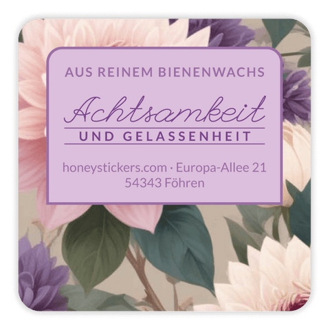 Gelassene Gerda – Quadratischer Aufkleber 40x40mm für Kerzen im 250g-Glas