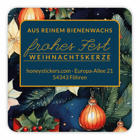 Leuchtende Leonie – Quadratischer Aufkleber 40x40mm für Kerzen im 250g-Glas