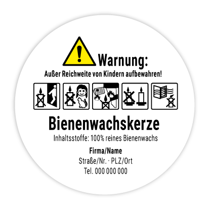 Gefahrenhinweise – Runder Kerzensticker 30mm