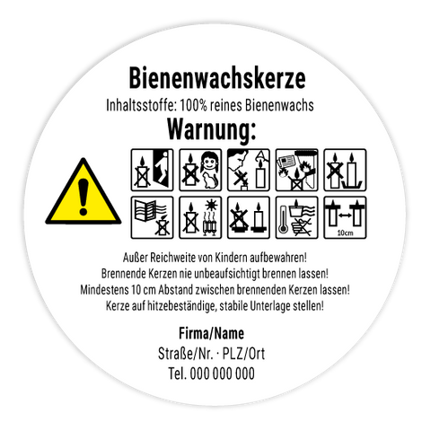 Gefahrenhinweise – Runder Kerzensticker 40mm