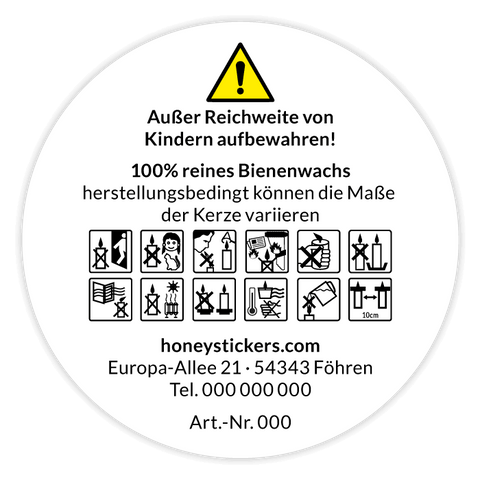 Gefahrenhinweise – Runder Kerzensticker 50mm