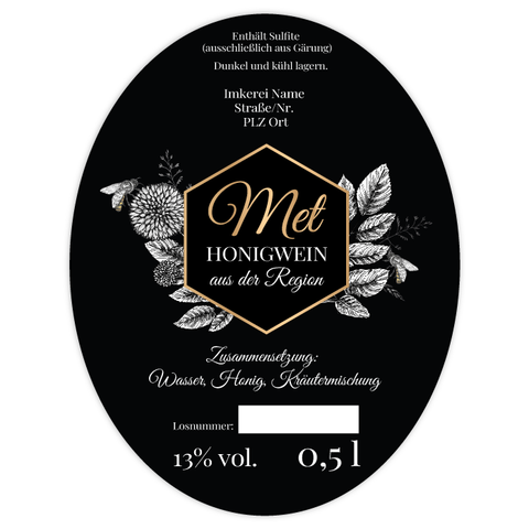 Nobler Norbert – Ovales Flaschenetikett 70x90mm für 500ml Met