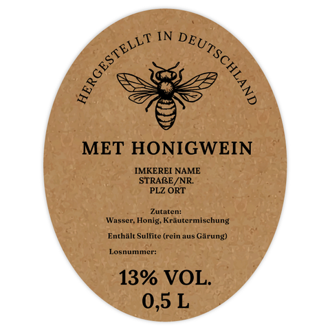 Natürliche Nadja – Ovales Flaschenetikett 70x90mm für 500ml Met