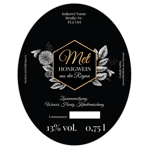 Nobler Norbert – Ovales Flaschenetikett 80x100mm für 750ml Met