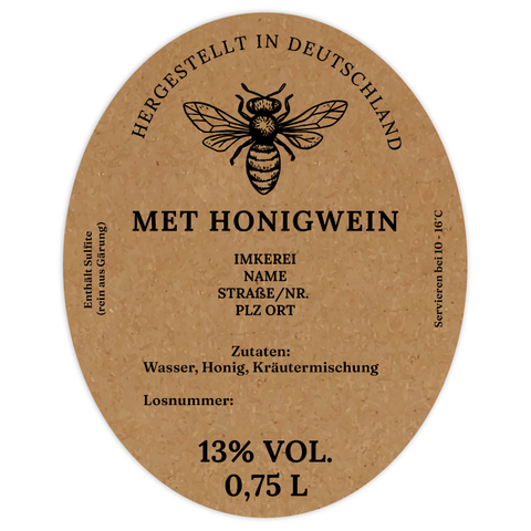 Natürliche Nadja – Ovales Flaschenetikett 80x100mm für 750ml Met