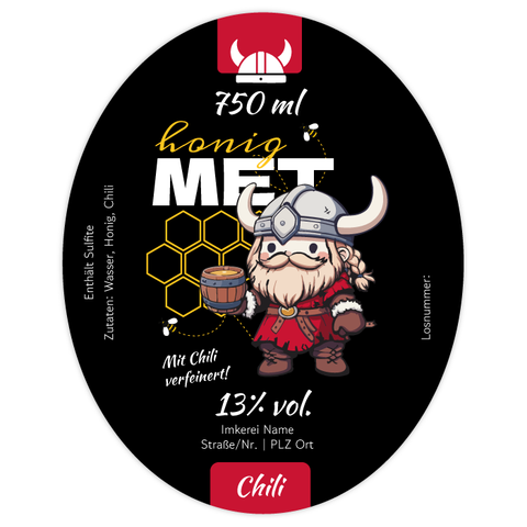Wilder Wiki – Ovales Flaschenetikett 80x100mm für 750ml Met