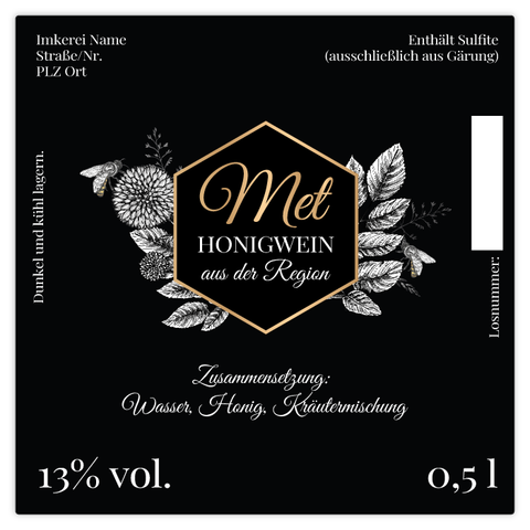 Nobler Norbert – Quadratisches Flaschenetikett 80x80mm für 500ml Met