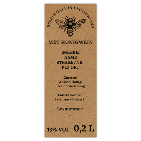 Natürliche Nadja – Rechteckiges Flaschenetikett 35x90mm für 200ml Met