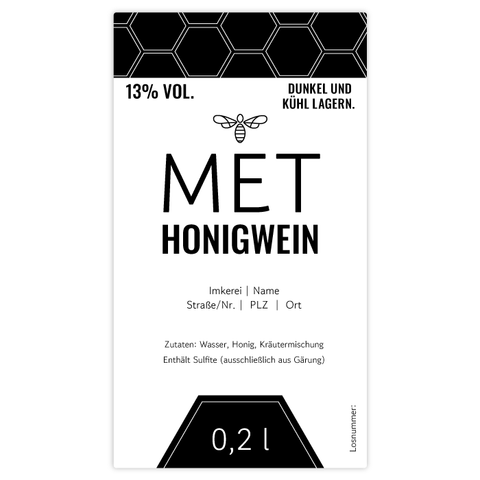 Moderner Marlo – Rechteckiges Flaschenetikett 50x90mm für 200ml Met