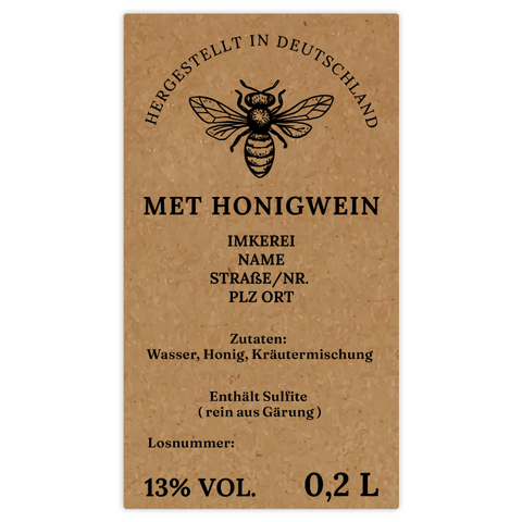 Natürliche Nadja – Rechteckiges Flaschenetikett 50x90mm für 200ml Met