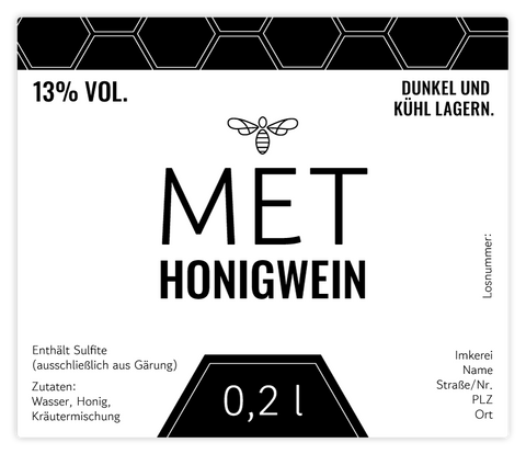 Moderner Marlo – Rechteckiges Flaschenetikett 70x60mm für 200ml Met