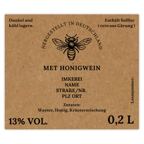 Natürliche Nadja – Rechteckiges Flaschenetikett 70x60mm für 200ml Met