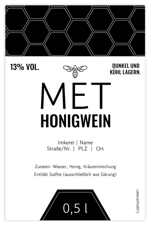 Moderner Marlo – Rechteckiges Flaschenetikett 65x100mm für 500ml Met