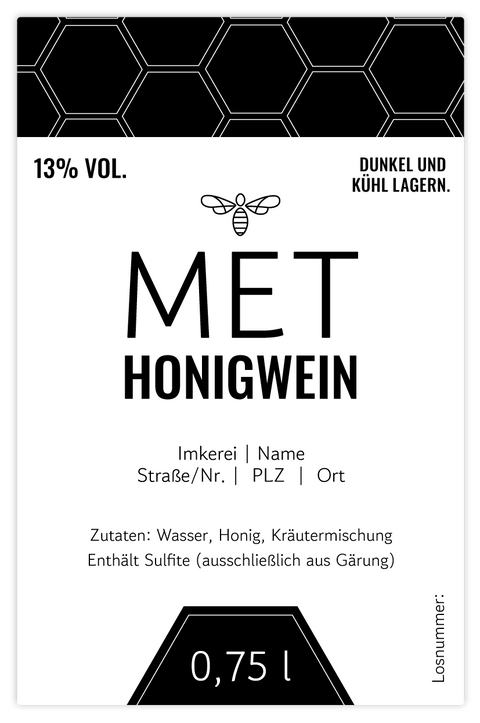 Moderner Marlo – Rechteckiges Flaschenetikett 65x100mm für 750ml Met