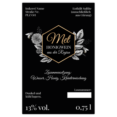 Nobler Norbert – Rechteckiges Flaschenetikett 65x100mm für 750ml Met