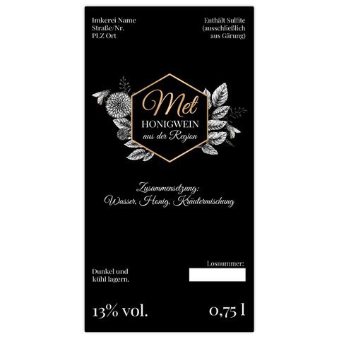 Nobler Norbert – Rechteckiges Flaschenetikett 65x125mm für 750ml Met