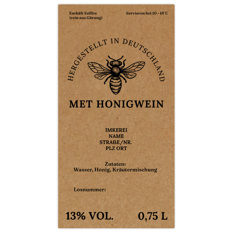 Natürliche Nadja – Rechteckiges Flaschenetikett 65x125mm für 750ml Met