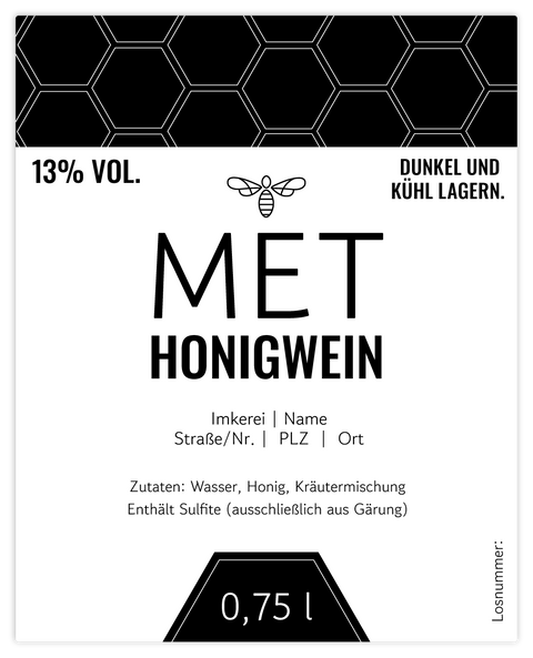 Moderner Marlo – Rechteckiges Flaschenetikett 80x100mm für 750ml Met