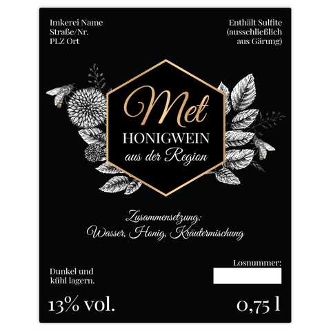 Nobler Norbert – Rechteckiges Flaschenetikett 80x100mm für 750ml Met