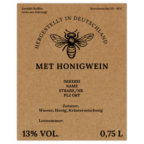 Natürliche Nadja – Rechteckiges Flaschenetikett 80x100mm für 750ml Met