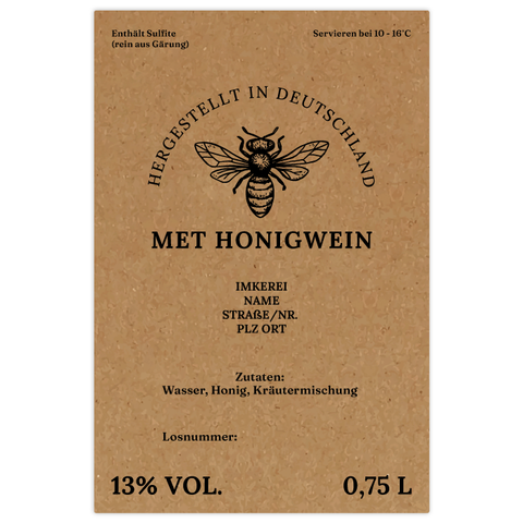 Natürliche Nadja – Rechteckiges Flaschenetikett 80x120mm für 750ml Met