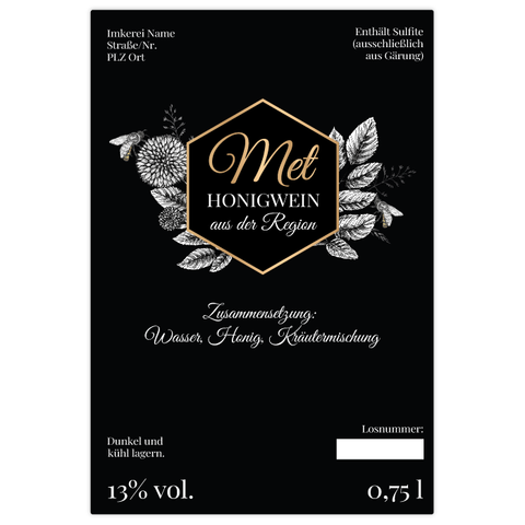 Nobler Norbert – Rechteckiges Flaschenetikett 85x125mm für 750ml Met