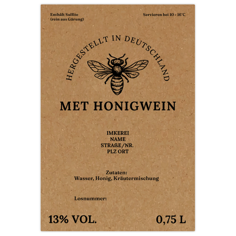 Natürliche Nadja – Rechteckiges Flaschenetikett 85x125mm für 750ml Met