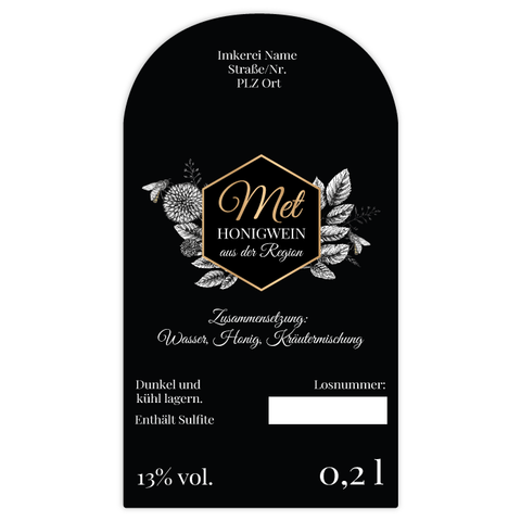 Nobler Norbert – Rechteckiges Flaschenetikett mit Abrundung 50x90mm für 200ml Met